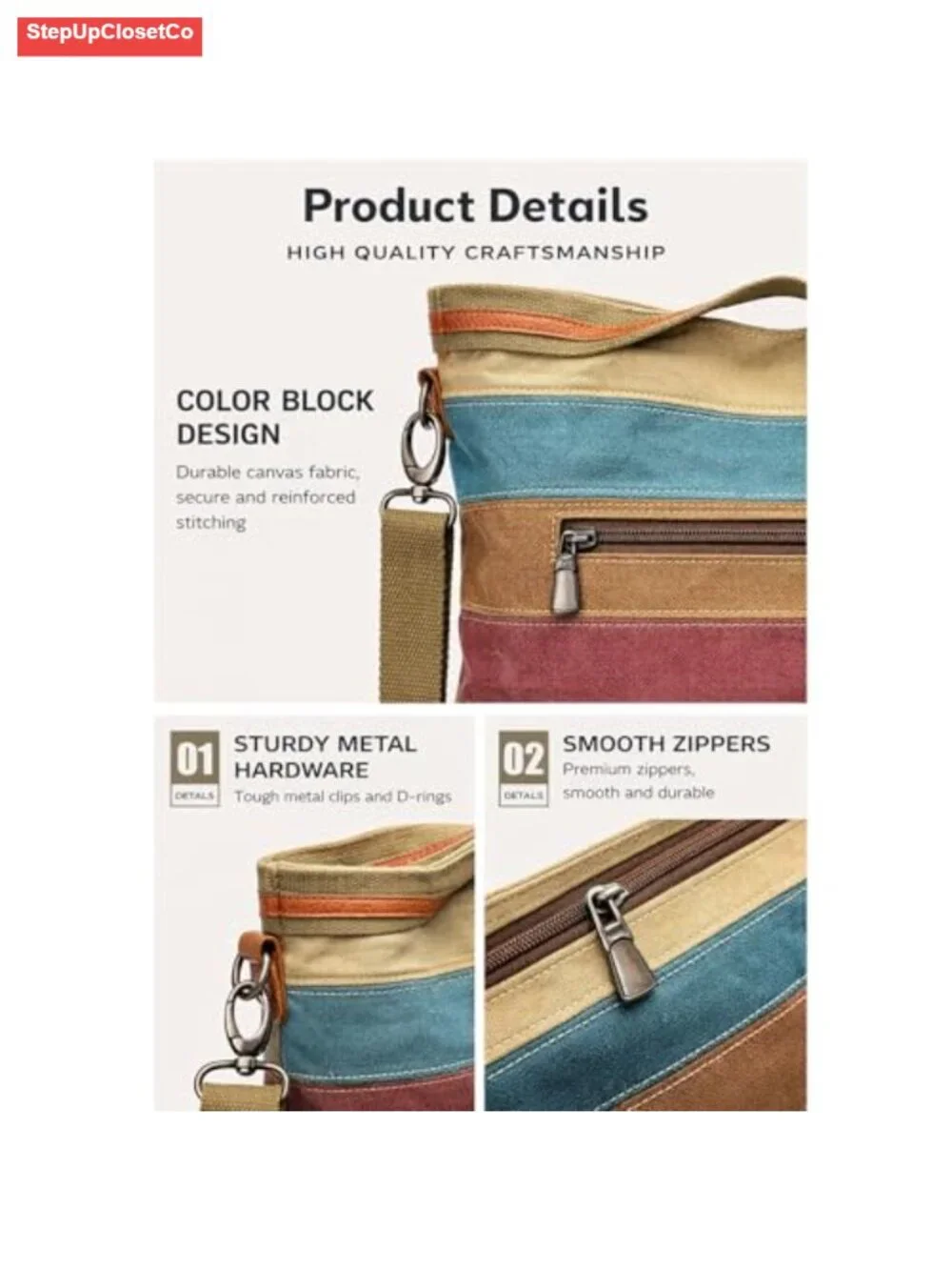 Canvas Hobo Tote Bag Large Capacity Crossbody Shoulder Purse with Adjustable